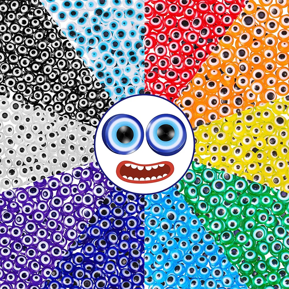 1000pcs  Wholesale Fashion Jewelry Loose Beads for DIY Bracelet Making Resin Oval Evil Turkish Eye Beads