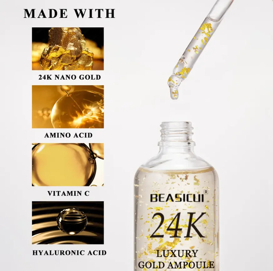 Hot Sell 24k Gold Collagen Serum Aging Anti Wrinkle Collagen 24k Gold Facial Serum For Brightening And Whitening 24k Gold Serum