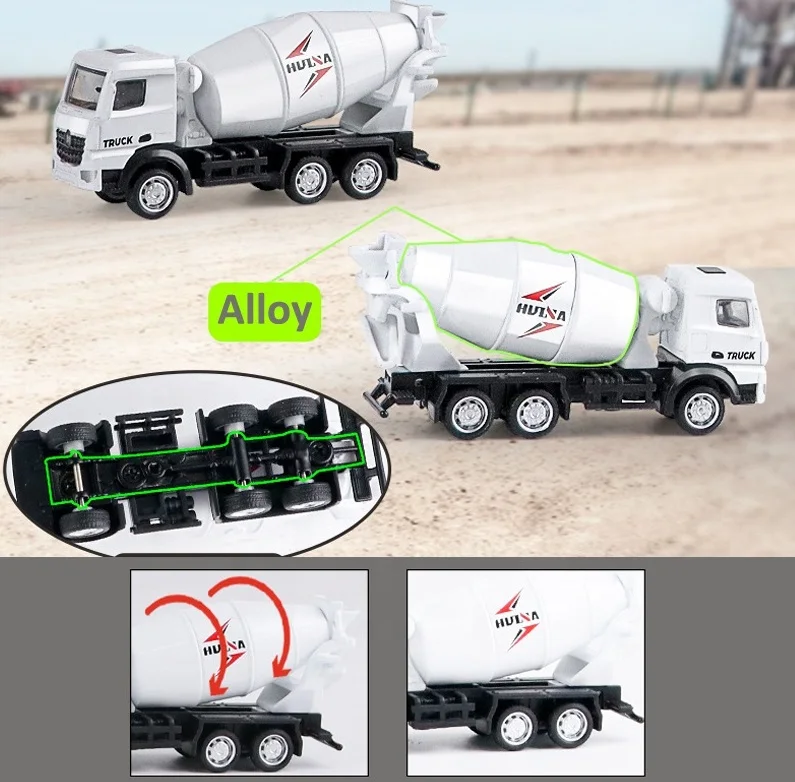 SJY-1014 1/80 Mini Simulation Mini Alloy Metal Static Model Engineering Vehicles Concrete Mixer Truck Die-cast Toy Children Gift