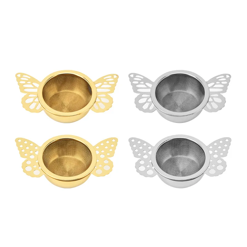 Stainless Steel Loose Leaf Tea Filter with Butterfly Handle with Drip Bowl for Loose Leaf Tea