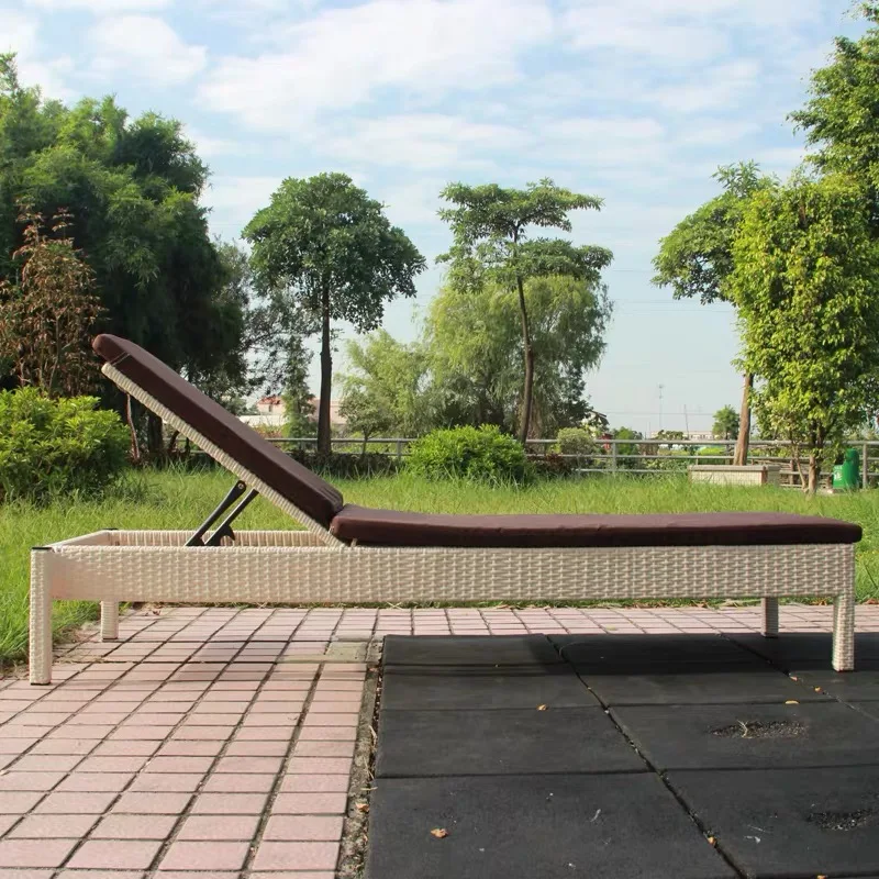 All Weather Patio Furniture Set PE Rattan Sun Loungers Swimming Lounge Chairs