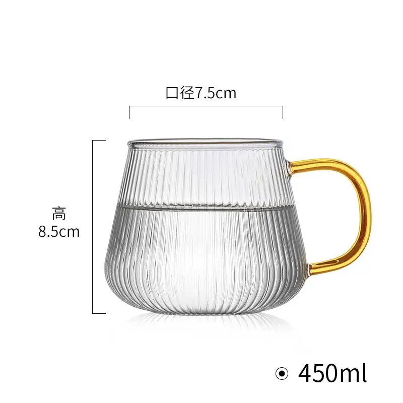 Wholesale office heat-resistant glass cup with handle tea cup transparent high-value household drinking cup kitchen gadgets