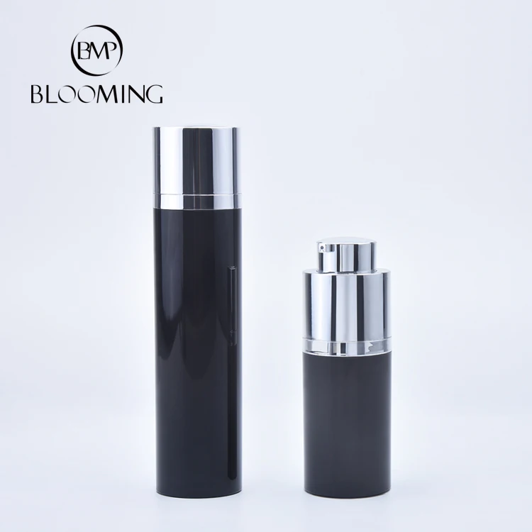 Luxury White Black Acrylic Personal Care Cosmetic Airless Bottle,30ml 50ml airless cosmetic bottles,pcr 15ml airless pump bottle
