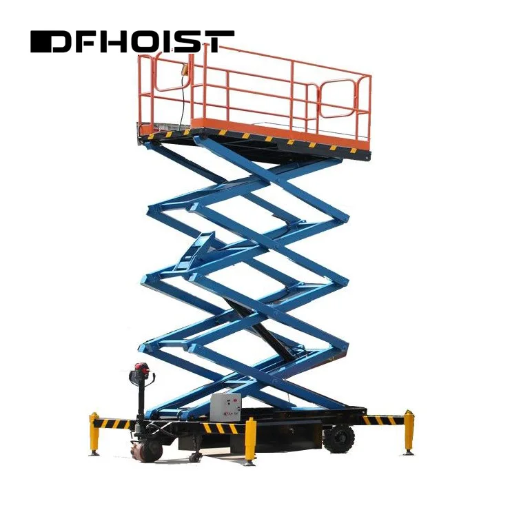 DFhoist 12m Mobile Hydraulic Ladder Scissor Lift Trolley Platform
