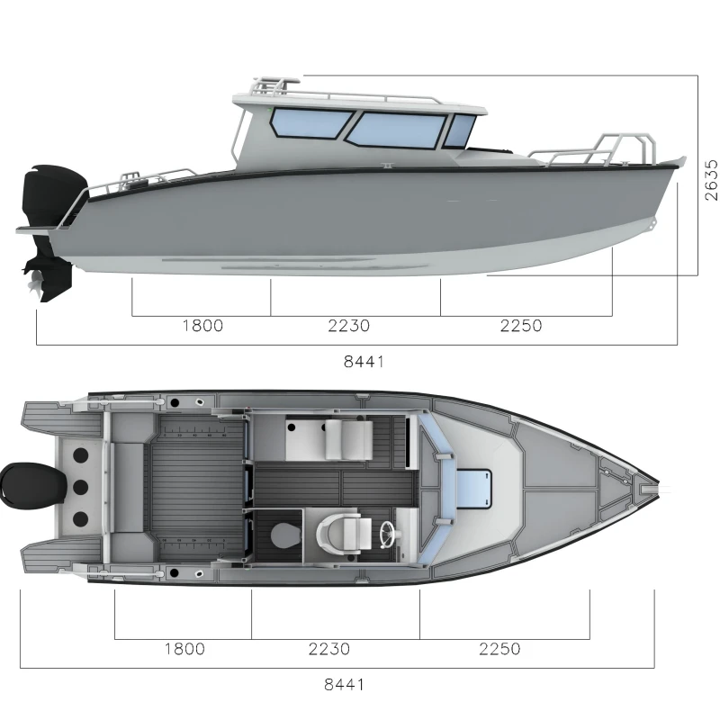 New Arrival 8m Pleasure Leisure Luxury Yacht All Welded Aluminum Fishing Boat for Sale