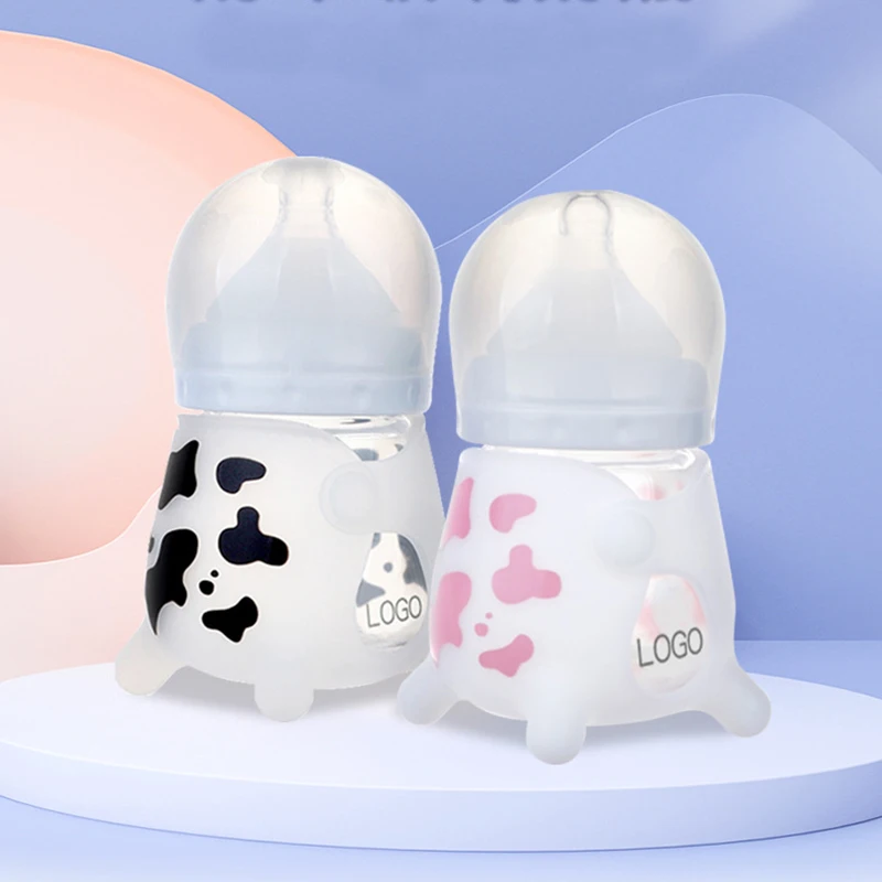 Cow borosilicate baby feeder bottle glass baby bottle anti-colic biberon baby glass feeding bottle