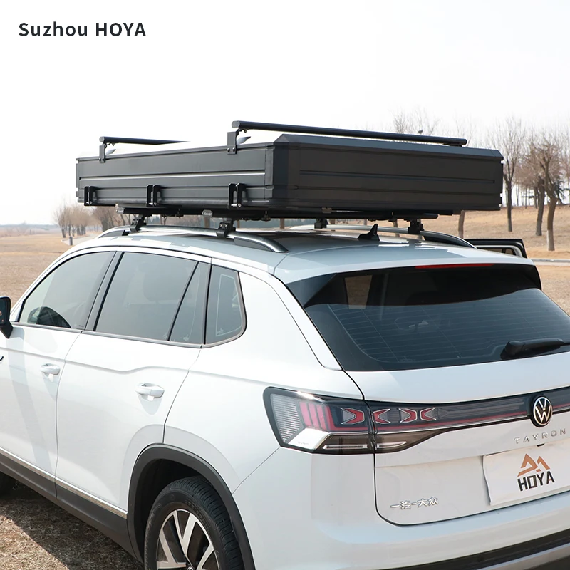 HOYA Custom Roof Top Tent with Awning Annex Led Bar Luggage Rack Skycamp Side Opening Roof Tent Hard Shell 4 Person
