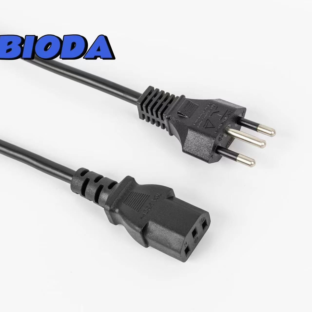 Brazil 3Pin Standard VDE Cable And 3Prong Plug To Stripped Tinned End