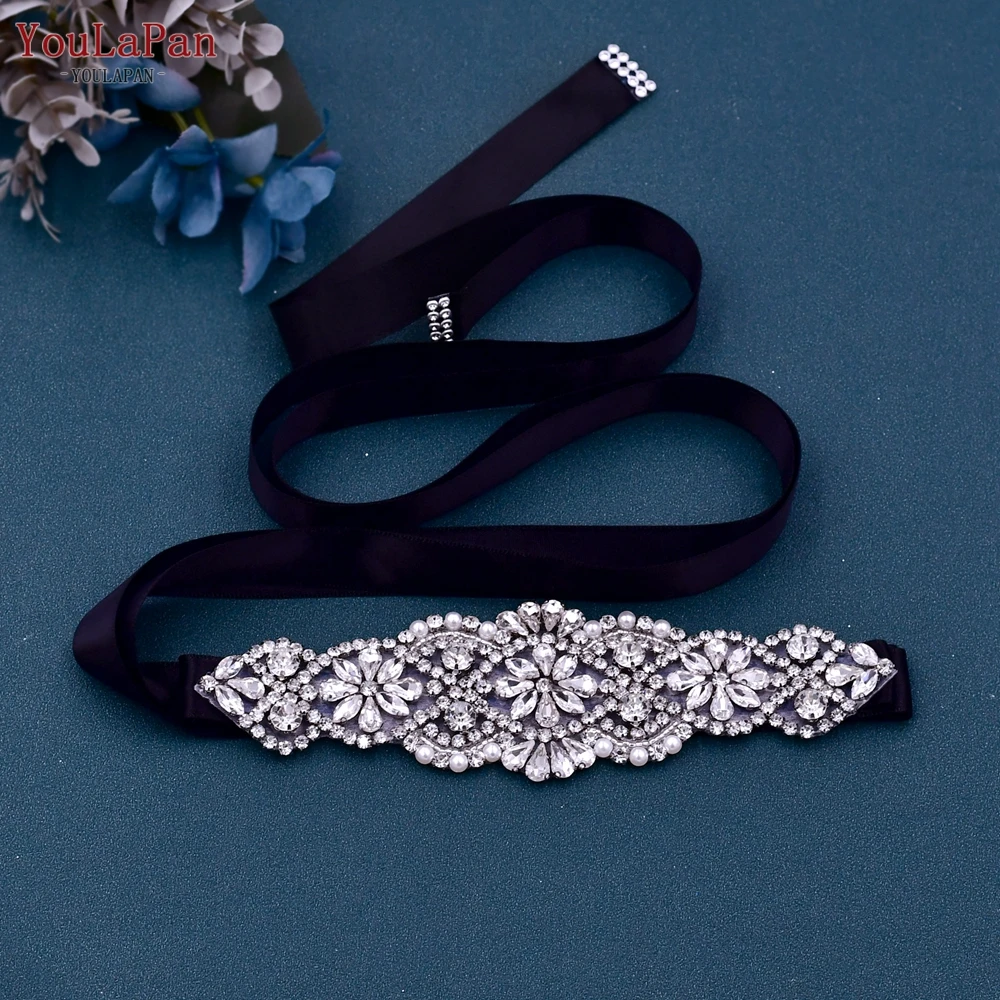 YouLaPan S394 Sparkling Stones Belts Silver Rhinestones Applique Bridal Wedding Dresses Sash Women Party Gown Girdle