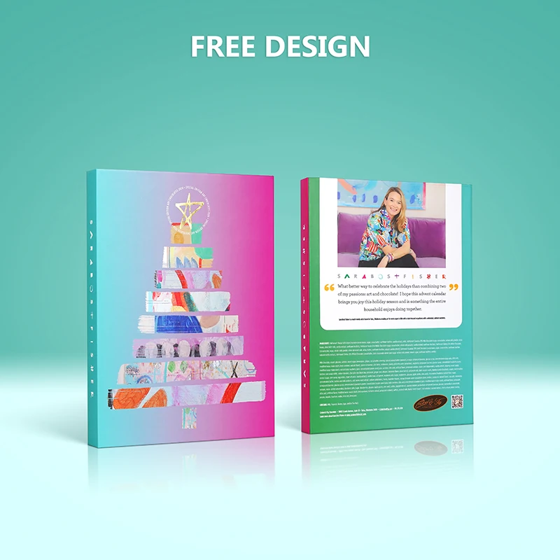 Custom Luxury Cosmetic Packaging Countdown Christmas Advent Calendar Box With Pop Tabs