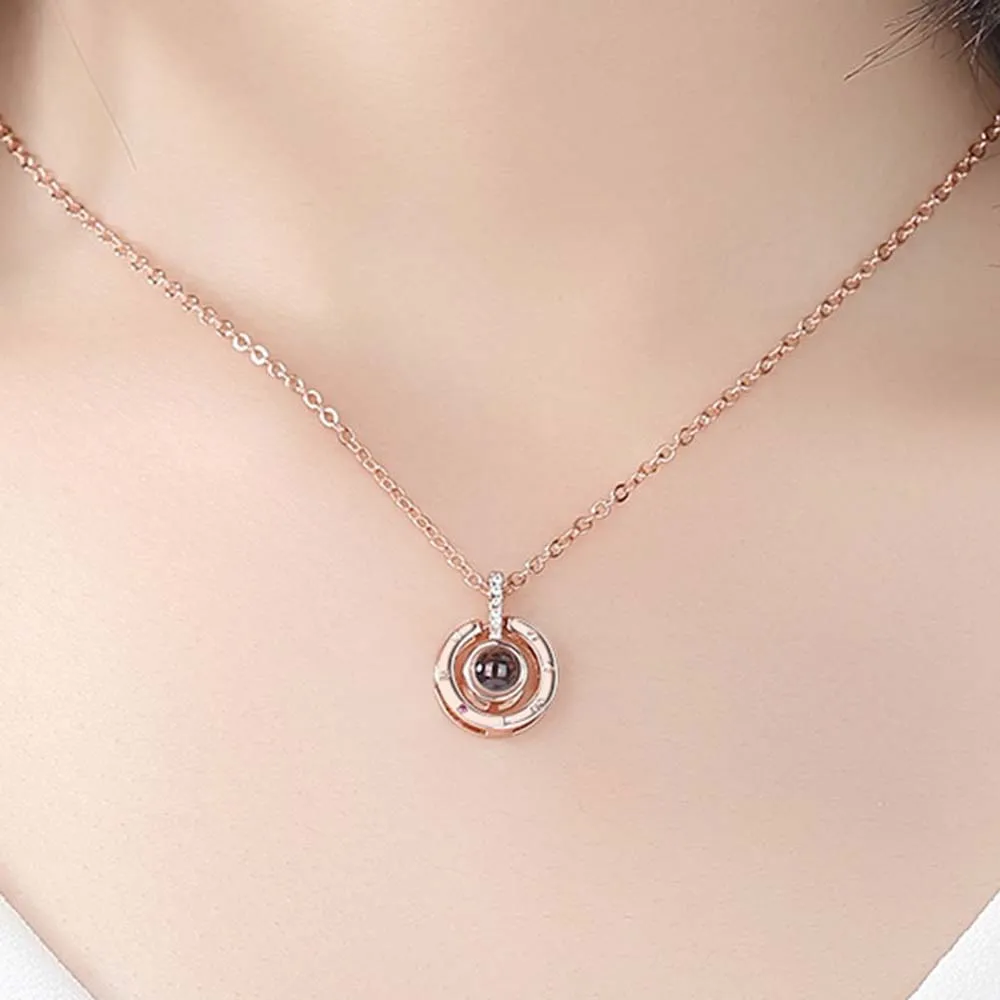 
I LOVE YOU In 100 languages Projection Necklace For Memory Of LOVE Choker Collier 