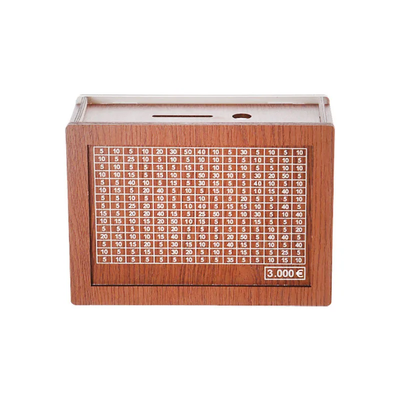 Wooden Brown Piggy Bank Money Box with Counter Brown Color USD 1000 2000 3000 Money Saving Box Piggy Bank For Kids