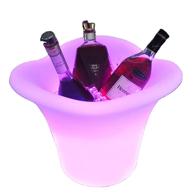 
8L Large Capacity plastic Wine Cooler Waterproof with Colors Changing LED ice bucket for Party,Home,Bar 