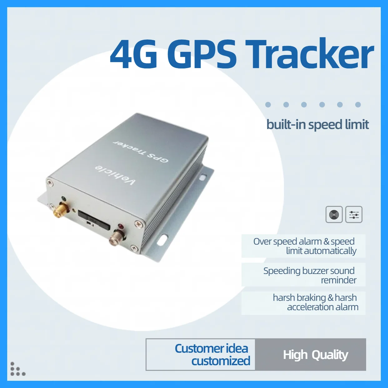 GPS Tracker for Car 1-Year Warranty Over-Speed Alarm Automatic Hard Braking Acceleration Beidou LBS Positioning iOS Android Apps