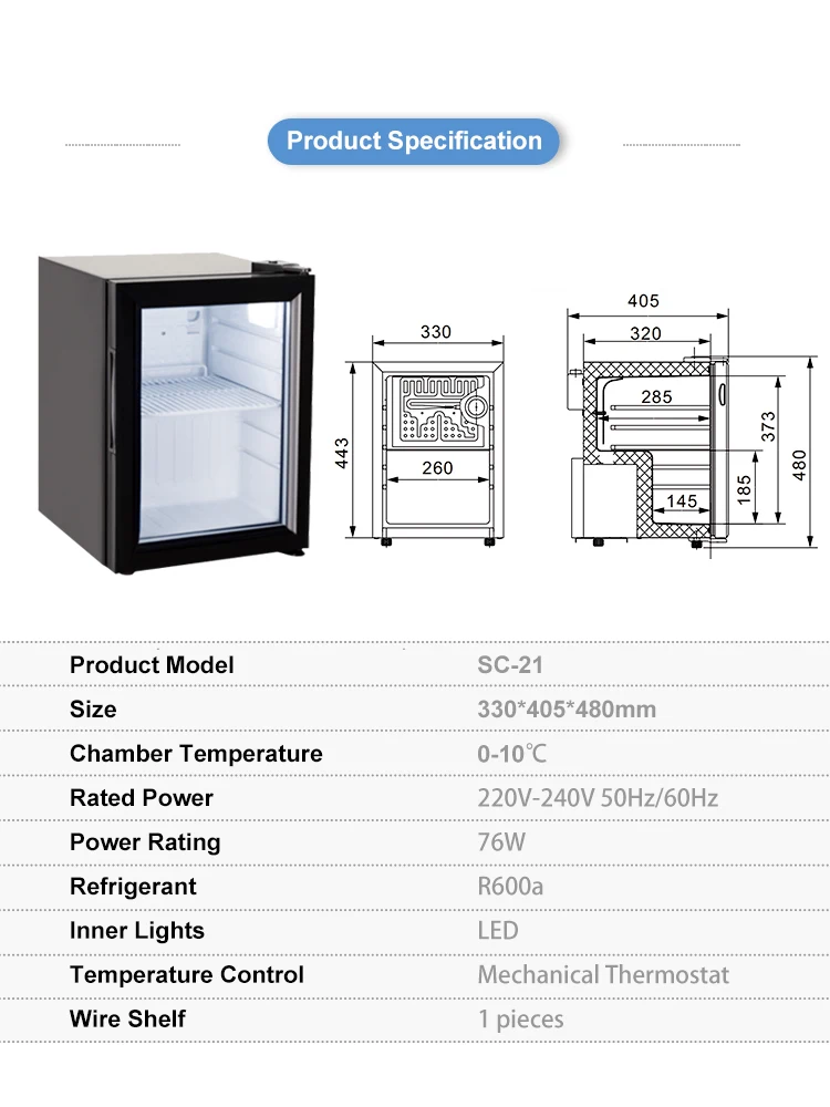 Vanace SC 21L Compact Fridge OEM ODM Good Quality Single Door 21L Small Refrigerator Beverage Cooler Mini Fridge with Light Box