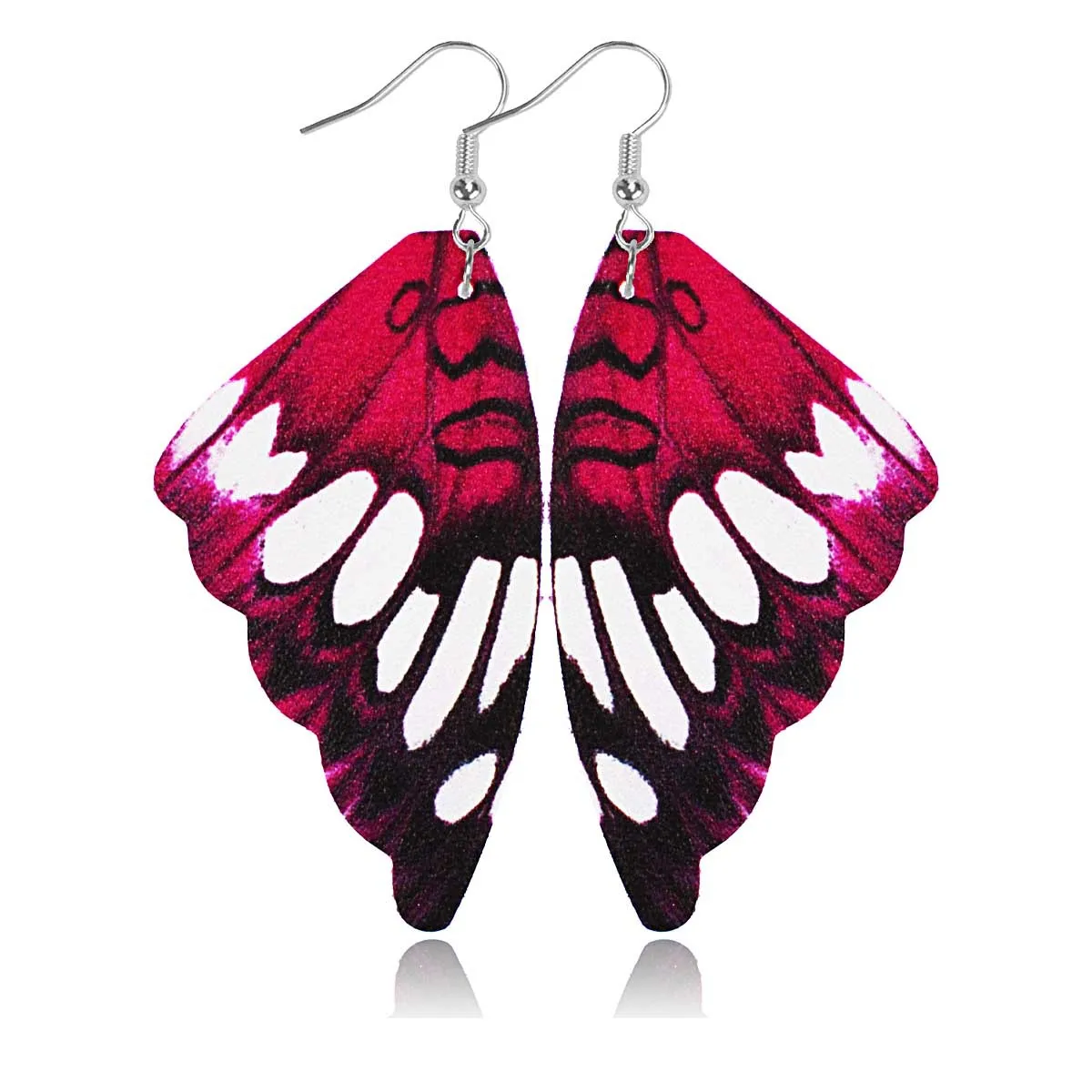 Unique Gradient Pattern Colorful Butterfly Pendant Earring Retro Party Leather Hook Earrings For Women Girls Jewelry