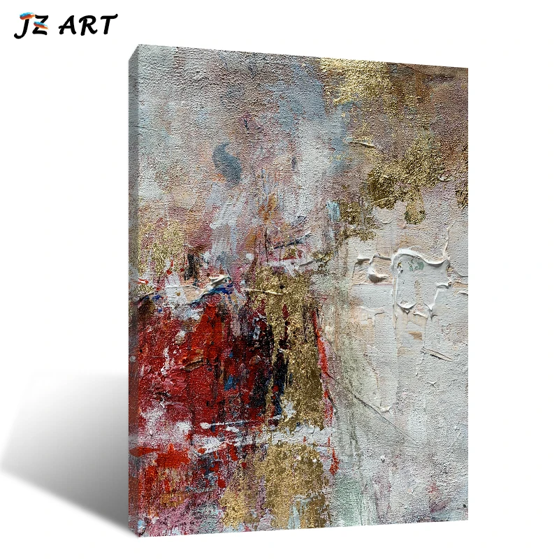 100% ручная роспись, высокое качество, современное искусство, холст, картина маслом, абстракция для домашнего декора, красное золото, красочная картина маслом