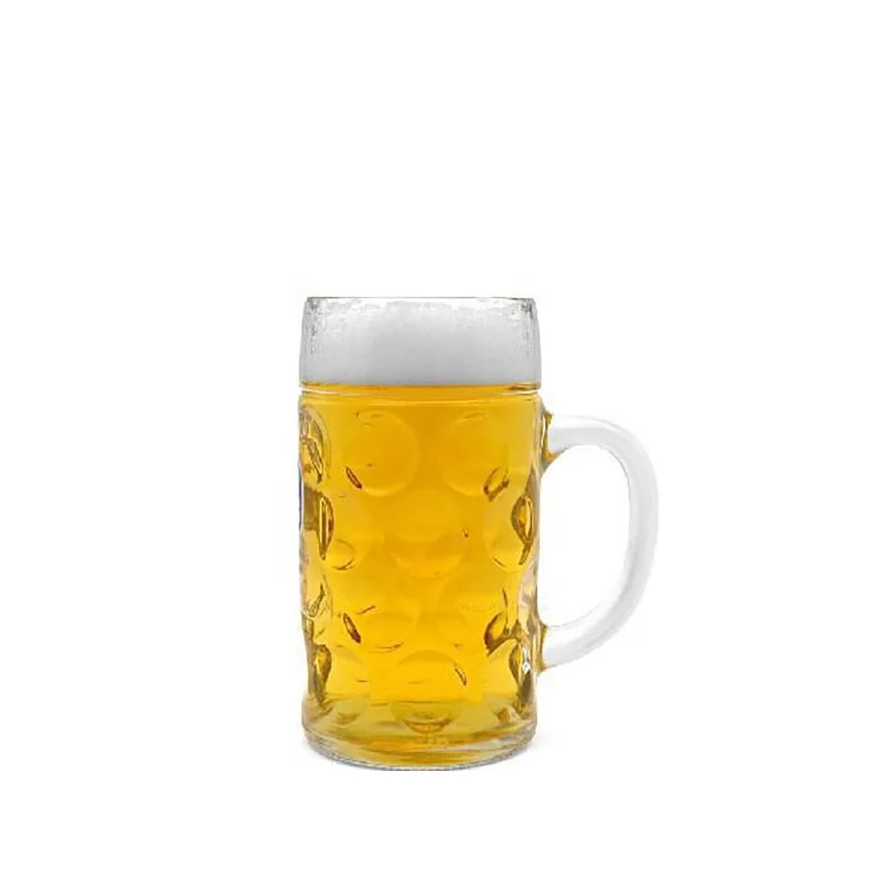 Hot Sale Beer Mugs with Handle 1 liter Beer Mug Drinking Glasses Pub Drinking Mugs Stein Water Cups with Dot Design