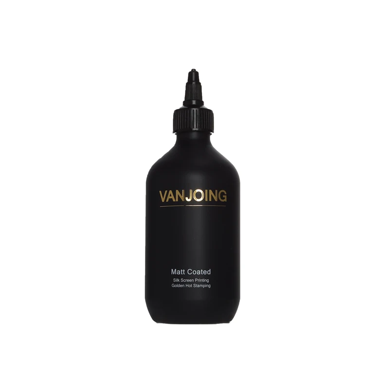 Shinning Gold Logo Matt Black Plastic Bottles Shampoo Packaging Container for Hair Cream