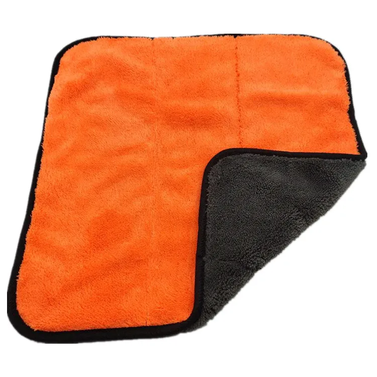 Car Towels Microfiber Drying Car Cleaning Cloth Automotive Detailing Dual Layer Wax Polishing Detailing Towel 600GSM,Orange/Gray