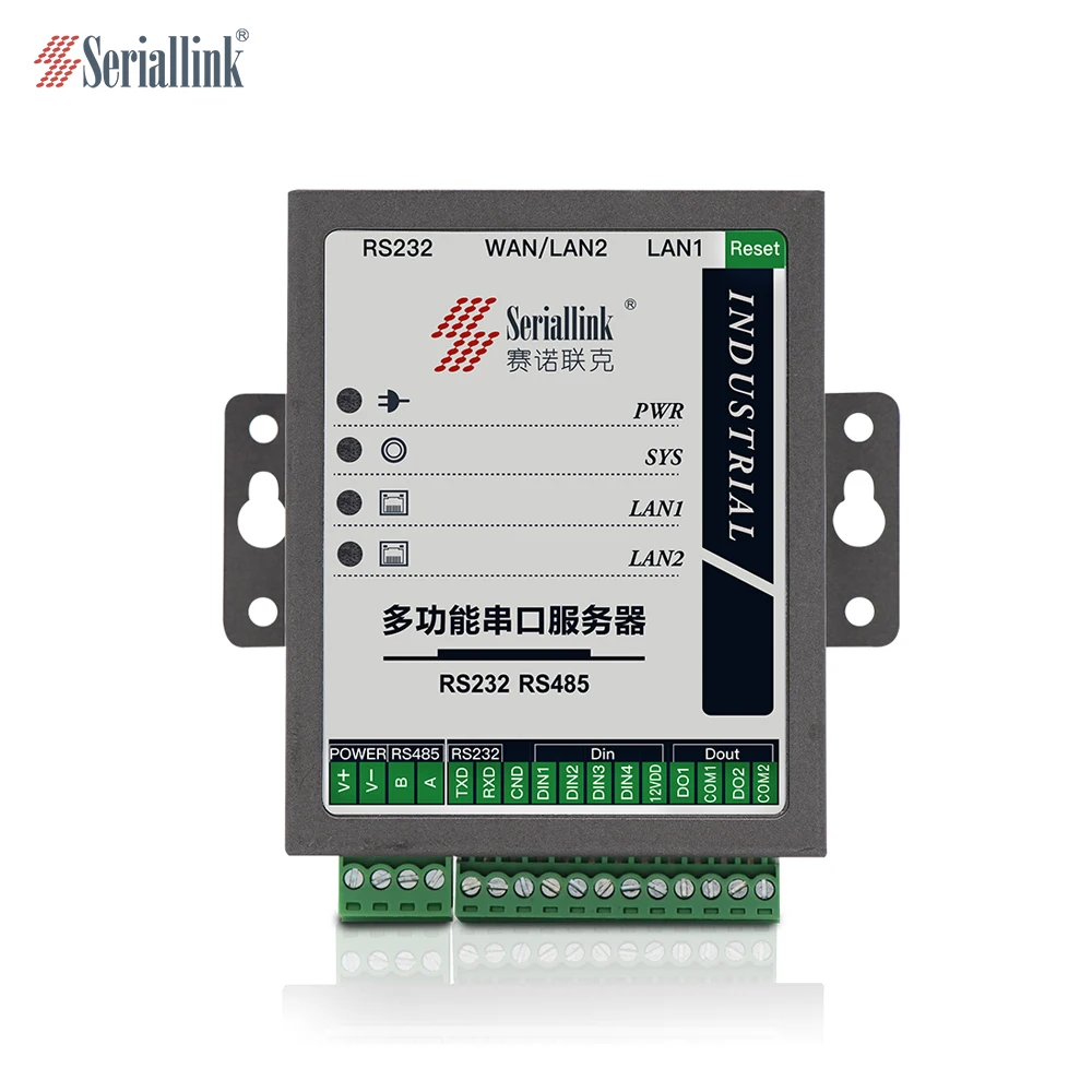 Grid Connect Industrial Serial RS232 Ethernet & RS485 Converter RS232 or RS485 serial device server