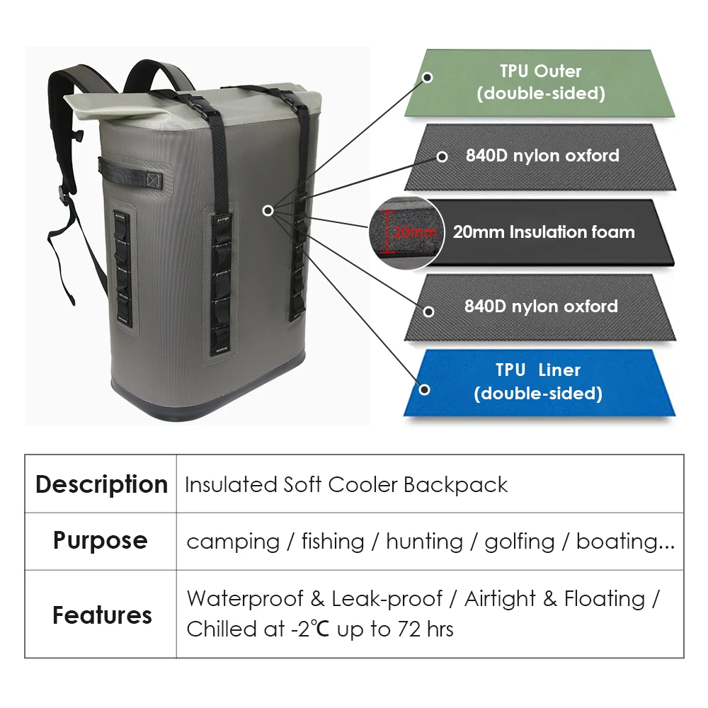 Waterproof Icesoft Beer Cooler Drink Cooler Bag High Quality Fishing Party Cooler Backpack