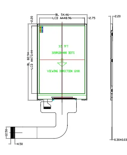 3.5 Inch TFT ILI9486 Compatible Parallel Port 24 PIN LCD 320x480 Display