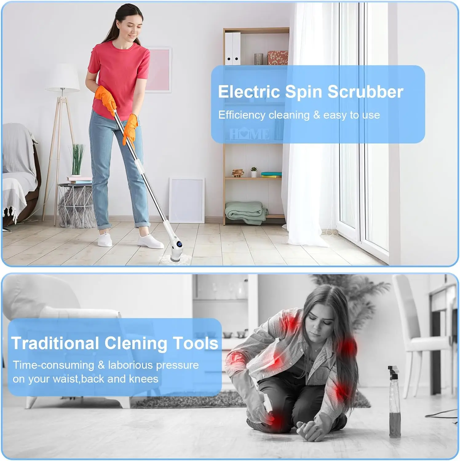 Electric Spin Scrubber 3 Speed With Adjustable Angle Electric Cleaning Brush LED  Display Shower Brush for Bathrooms, Floors