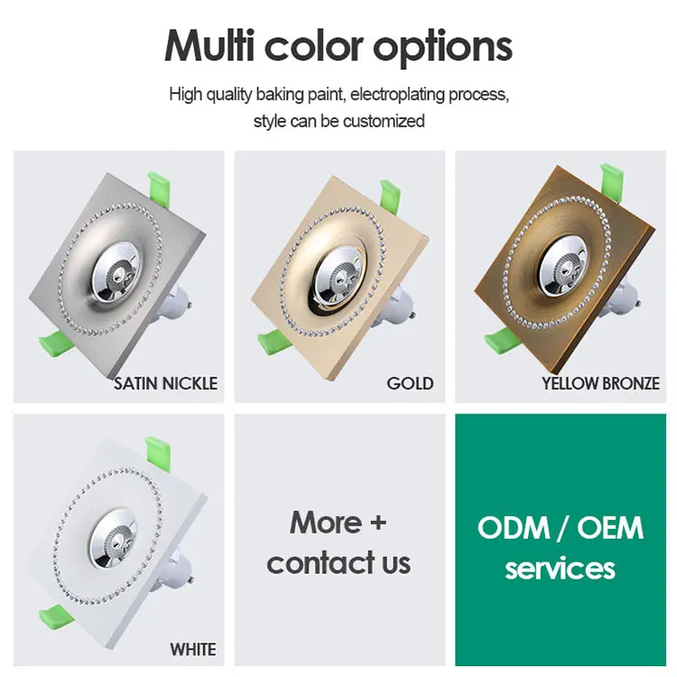 New design top quality indoor aluminum round square ceiling AC 85-265 dimmable GU10 frame COB recessed led spotlight