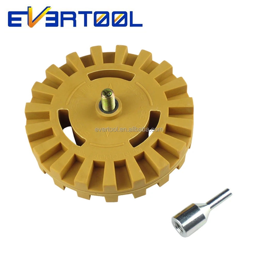 EVERTOOL 4 Inch Pinstripe Remover Wheel Polishing Pad Rubber Wheel for Adhesive