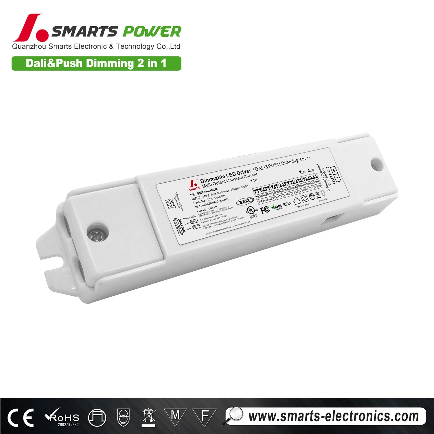 UL cUL 277v led constant current dali dimmable led power supply 10W