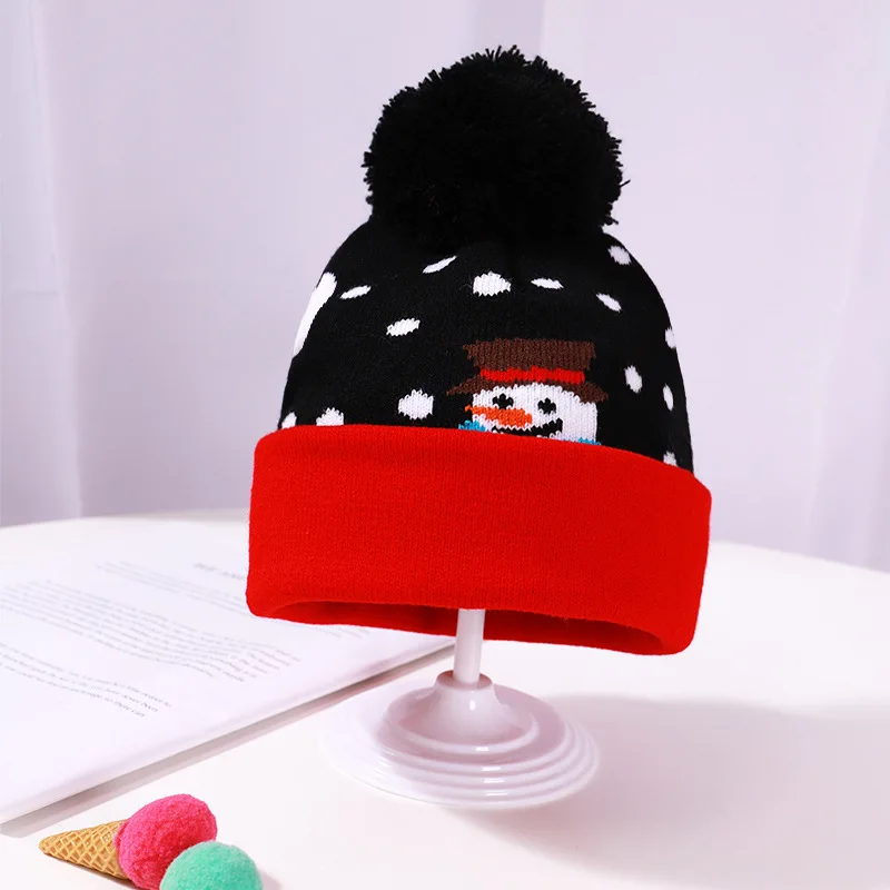 Autumn/winter knit hat warm Christmas wool hat double snowman Christmas gift hat