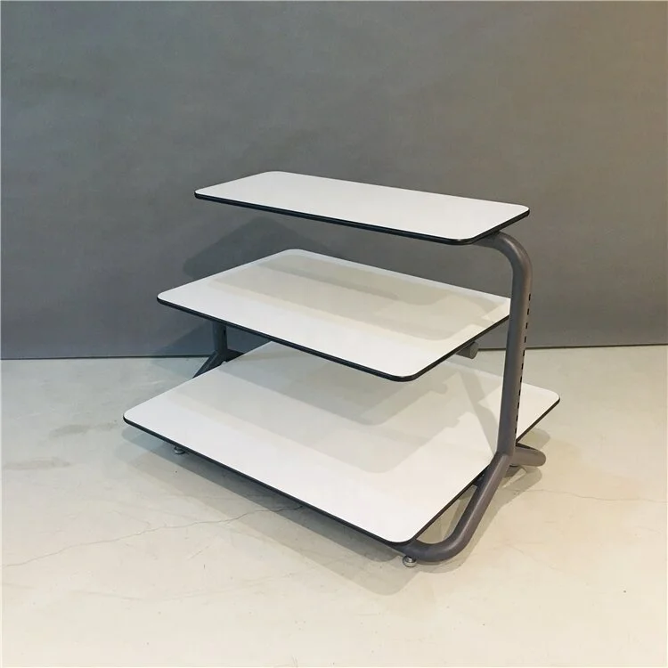 Pretty Garment Racks and Apparel Display Stand Round Clothing Hanging Display 3 Tier Gondola Modern Display Rack for Clothes