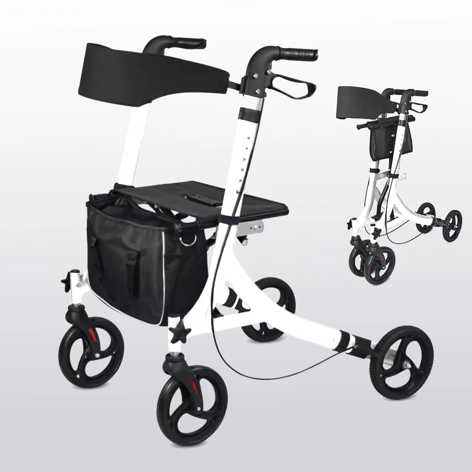 Walker And Rollers 4 Wheels Rehabilitation Equipment Walker Aluminum Surgical Medical Activity Older Adult Folding Types