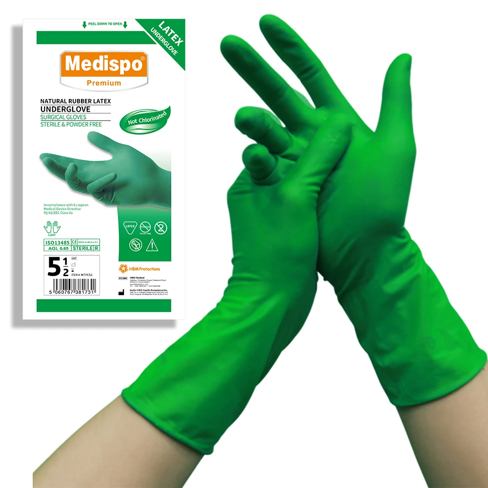 Medispo medical grade sterile latex gloves powder free surgical gloves