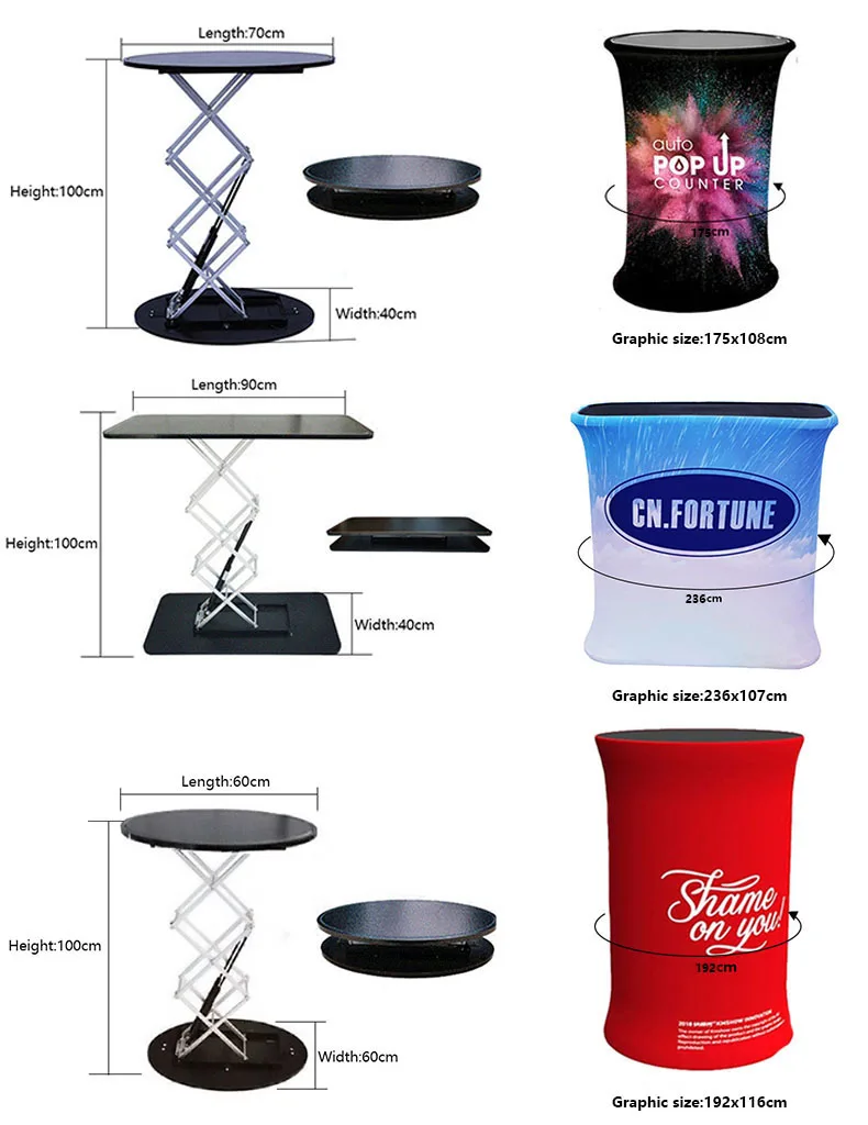 Good Quality Adjustable Portable Trade Show Promotion Table Pop Up Counter Table Stand for trade show booth