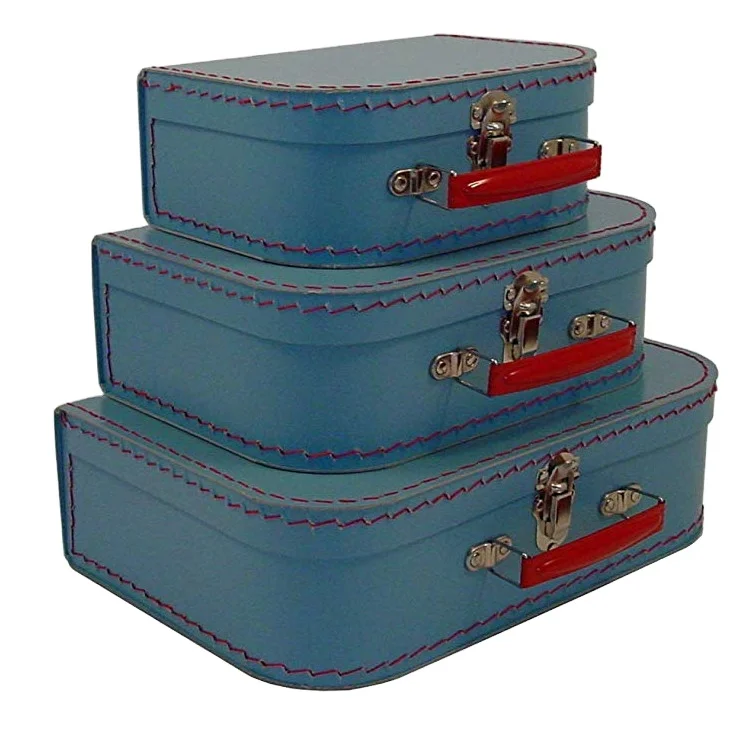 Custom Printing Logo Child Toy Rigid Packaging Lid Paper Cardboard Suitcase Gift Box With Handle