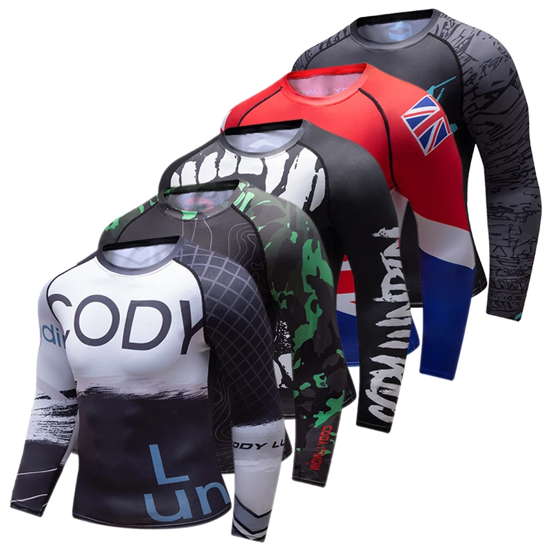 Gym Clothing Custom Rash Guard Men Sublimation Compression Fitness Wear T Shirt