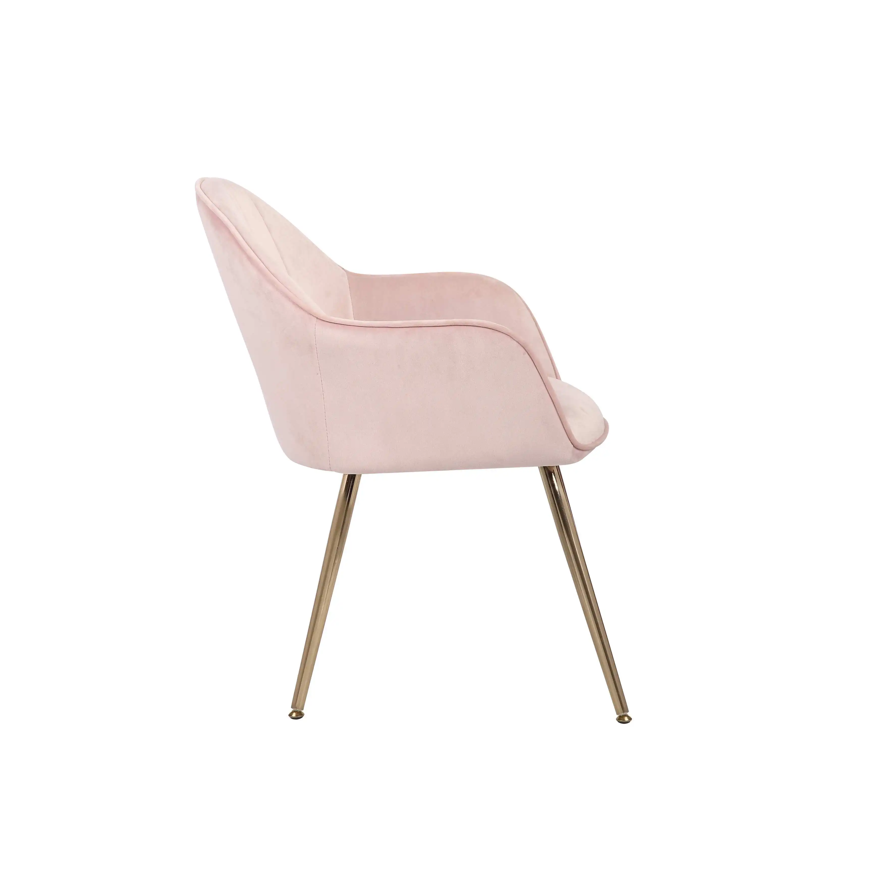 Multi-Functional Home Furniture Velvet Upholstery Golden Chrome Leg Adjustable Foot Living Room Pink Leisure Chair With Arm Rest