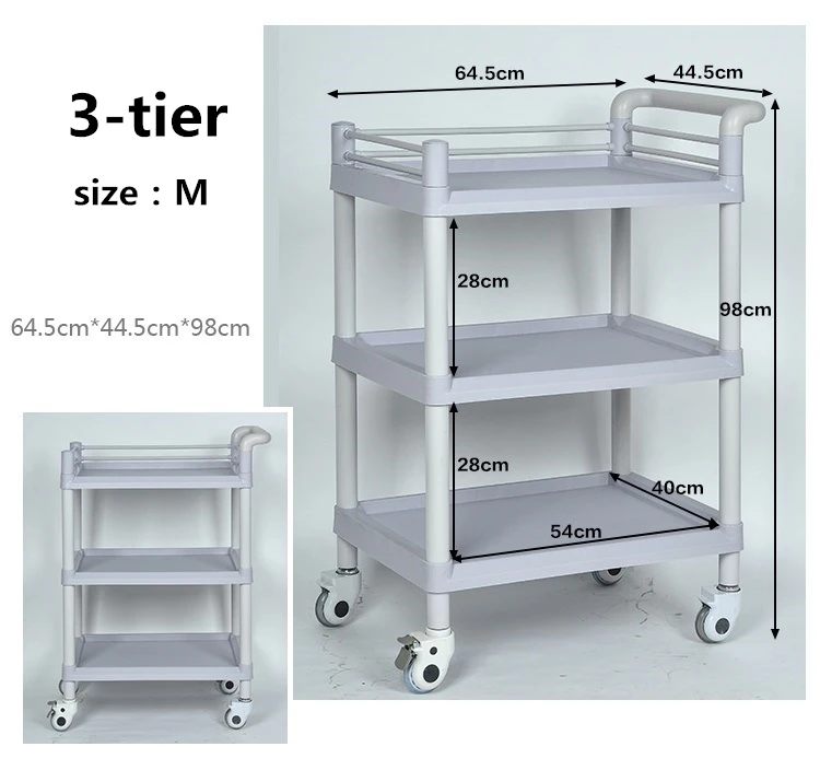 Multifunction ABS Hospital Plastic Emergency Trolley Medical Cart With Drawer