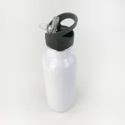 600ml stainless silver white water bottle blank Sublimation steel bottle with straw