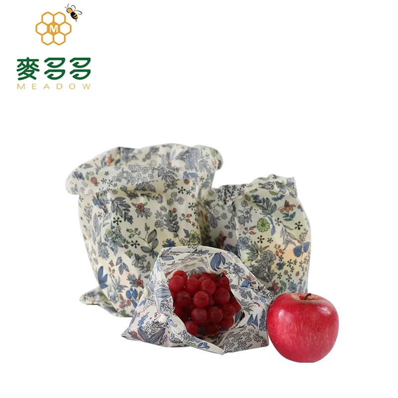 Reusable Beeswax Food Storage Wrap Sustainable No Plastic Alternative to Bowl Cover Waxed Cotton Cloth for Sandwich Wrapping