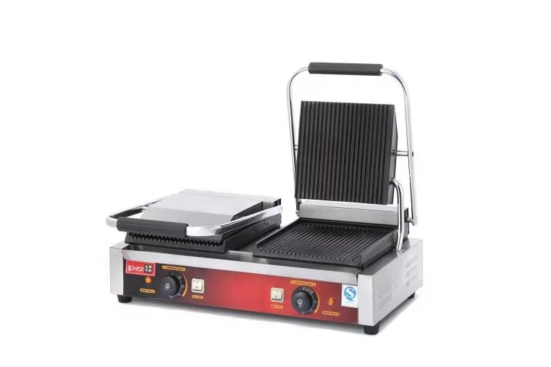 Electric Double Plate Stainless Steel Sandwich Maker Double Heads Commercial Contact BBQ Grills Panini Grill