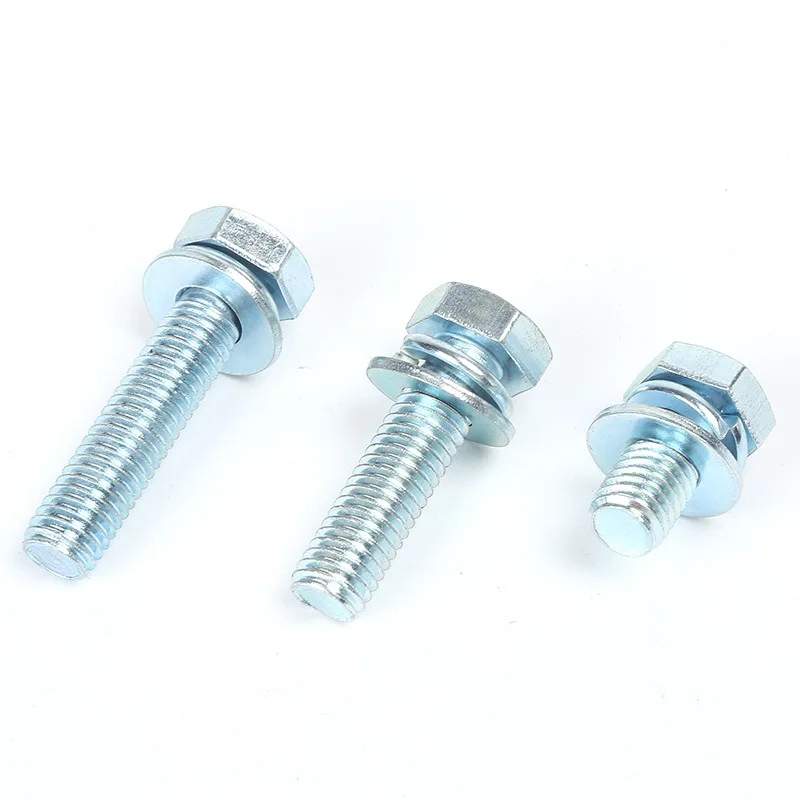 Hexagon head flat spring washers 3 combination zinc plated screws