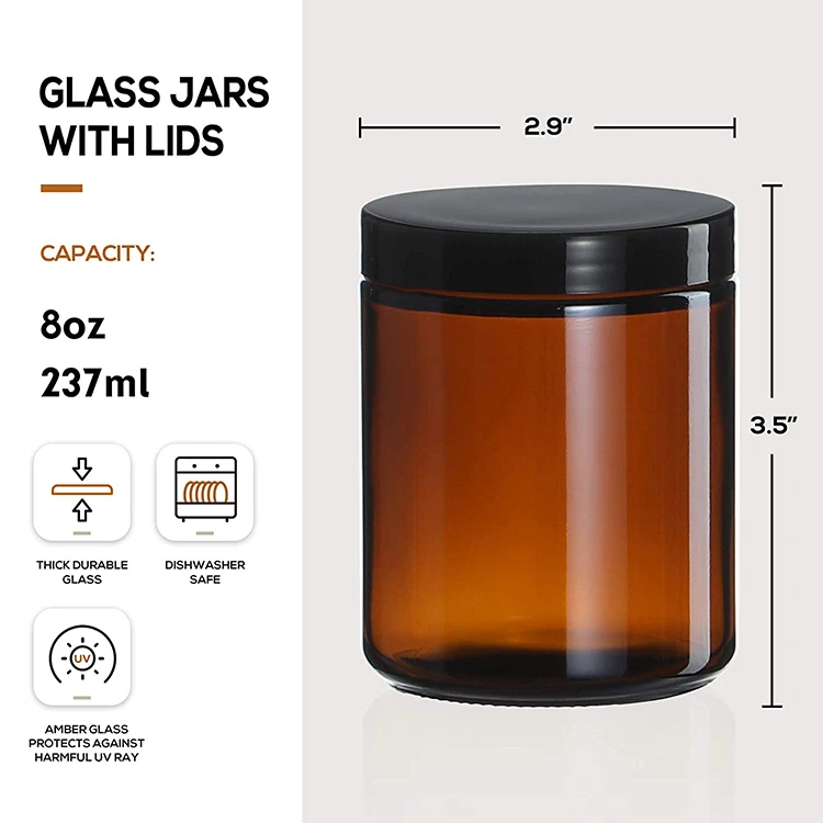 Hot Sell Amber Glass Scented Jar Brown Candle Container Bottle Glass Candle Holders Lanterns Candle Jars