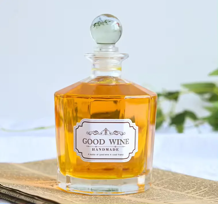 custom fruit wine high-grade self-brewing gift bottle 500ml 700ml spirits liquor gin vodka brandy whisky  glass bottle