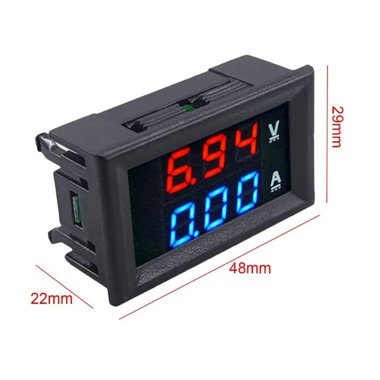 DC100V 10A  Panel Amp Volt Voltage Current Dual LED Display Red Blue Digital Voltmeter Ammeter
