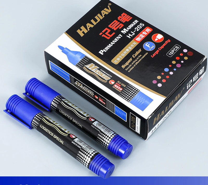 permanent plastic large capacity no fading waterproof black red blue logistic marking pen for cartons