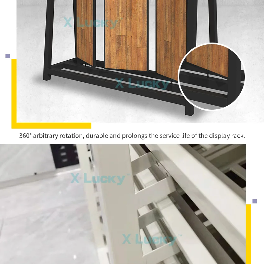 rotating large page turning stone display stand,wood floor sample display rack parquet display