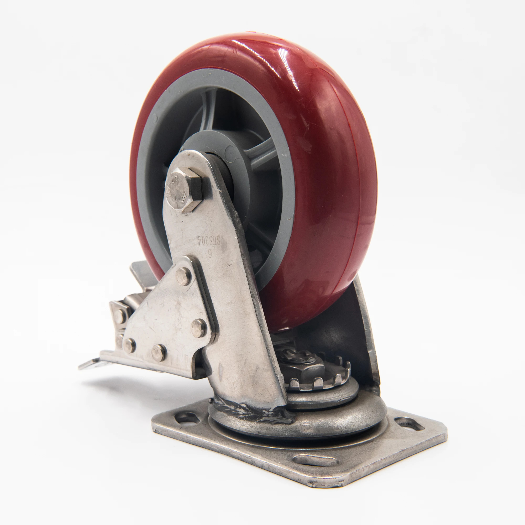 5 Inch Maroon PU Swivel Double Ball Bearing Caster Wheel Computer Desk Medium Duty Furniture Casters Wheels